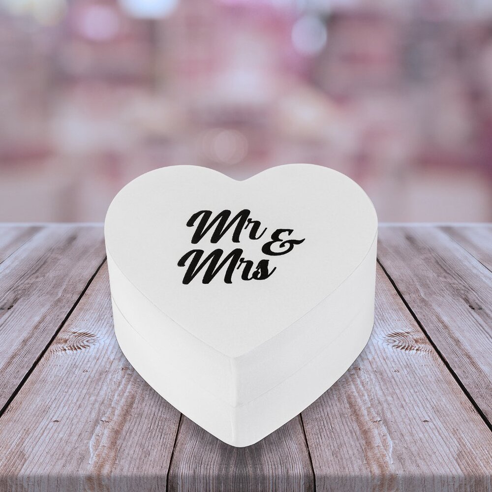 STROVA Wood Ring Box for Wedding Ceremony and Engagement – Heart Shaped Ring Box